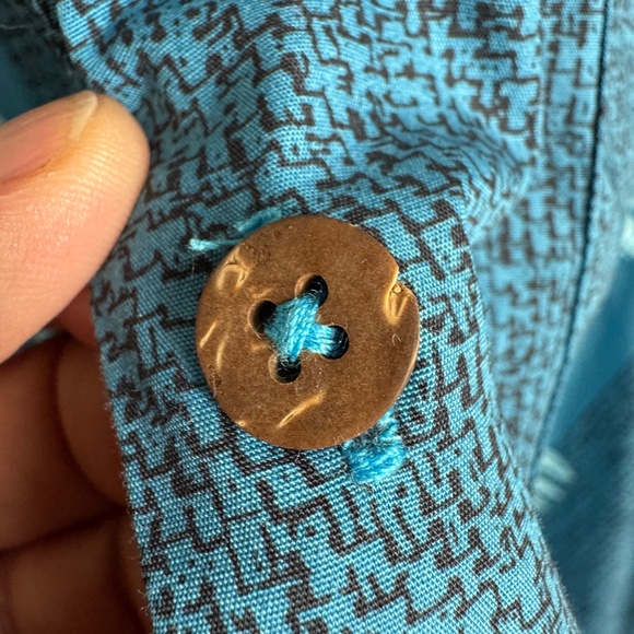 Favant Men's Tropical Hawaiian Button Up V-Neck Short Sleeve Shirt Blue XL Dad - Picture 6 of 13